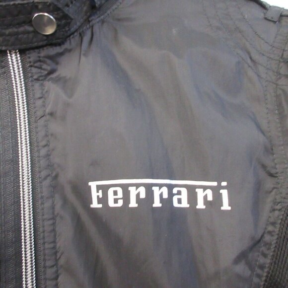 Ferrari Puma Bomber Jacket Women M Black Zip Mesh y2k R Moto Biker Racing 294 - Picture 6 of 16